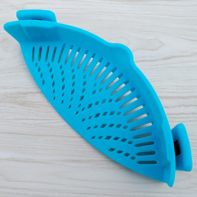 Fashion New Kitchen Extras Silicone No-hands No-Fuss Clip-On Snap Strainer Clip Colander