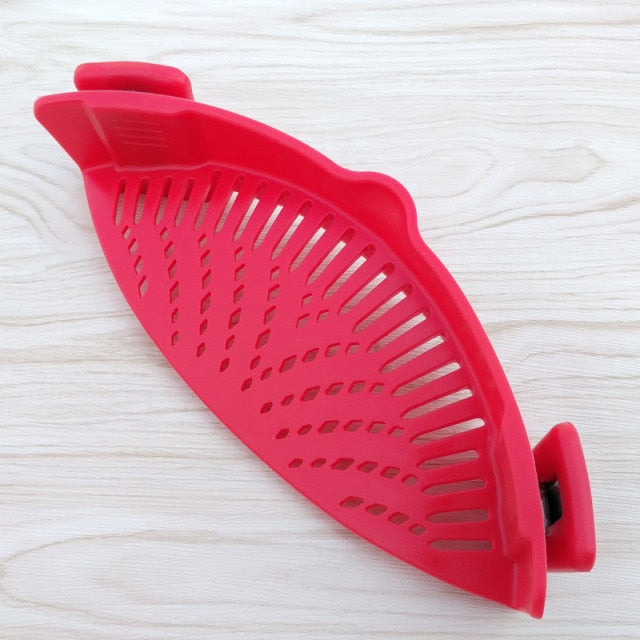 Fashion New Kitchen Extras Silicone No-hands No-Fuss Clip-On Snap Strainer Clip Colander