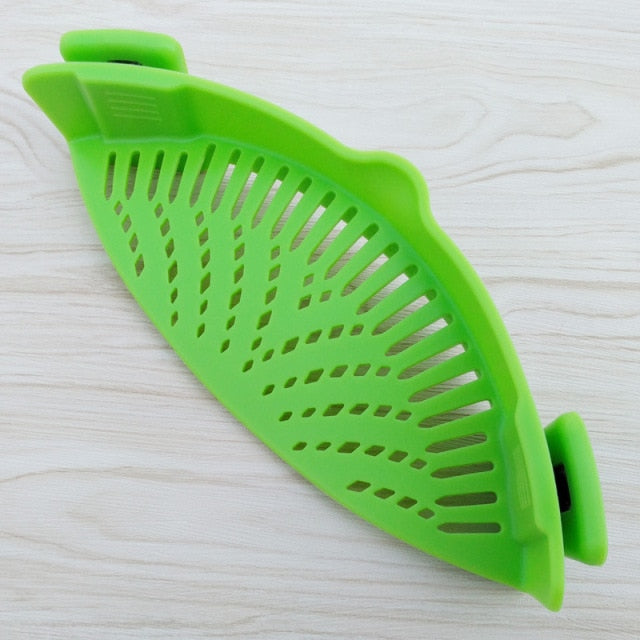 Fashion New Kitchen Extras Silicone No-hands No-Fuss Clip-On Snap Strainer Clip Colander