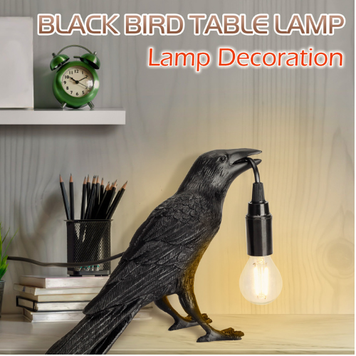 Bird Table Lamp Resin Crow Raven Desk Bedroom Wall Sconce Light Fixtures Gift AU