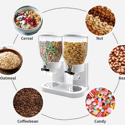 Large double cereal dispenser dry food grains containers nuts