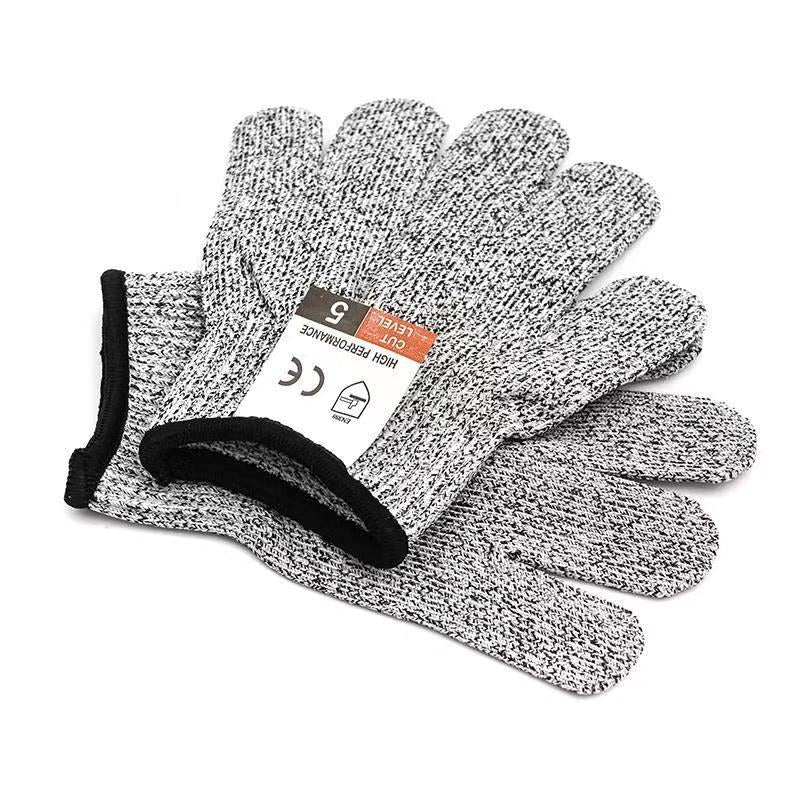 Anti Cut Gloves Cut Resistant Gardening Kitchen Gloves Grey Black HPPE EN388 Anti-cut Level 5 Safety Work Gloves