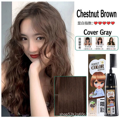 200ML Natural Plant Essence Hair Dye Instant Hair Dye Shampoo Instant Hair Color Cream Cover Permanent Hair Coloring With Comb