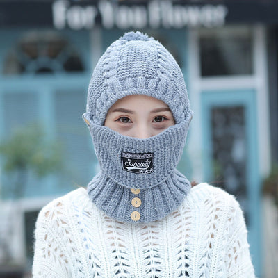 Winter knitted Beanies Hats Women Thick Warm Beanie Skullies Hat Female balaclava Bonnet Beanie Caps Outdoor Riding Sets