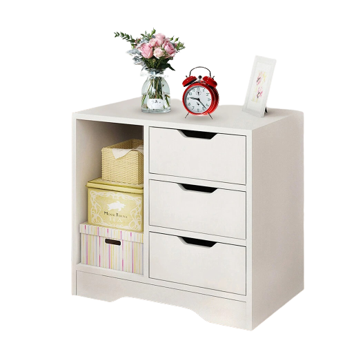 Side Table Drawers Nightstand Storage Cabinet