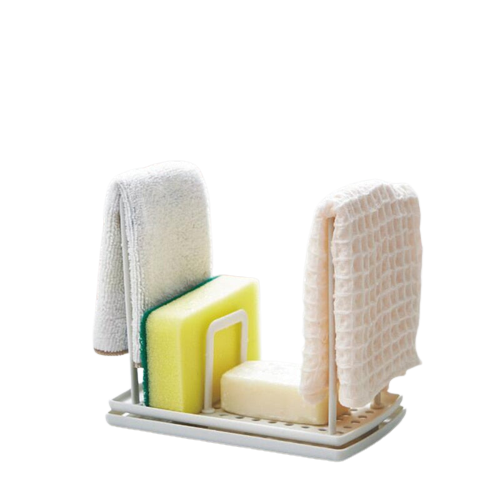 1PC DIY Plastic Sponge Storage Rack Rag Holder Towel Shelf Bathroom Kitchen Organizer Soap Drain Box Bathroom Accessories