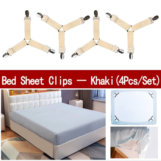 4Pcs/Set Bed Sheet Clip Bed Sheet Belt Fastener Mattress  Elastic Non-Sip Clip  Blanket Gripper White and Black