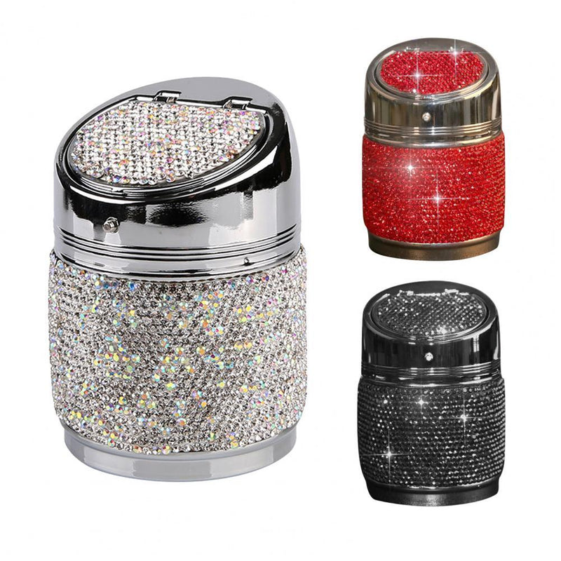 Storage Cup Creative Multifunctional with Cover Rhinestone Ashtray Holder for Car Great Gift for Women Girls