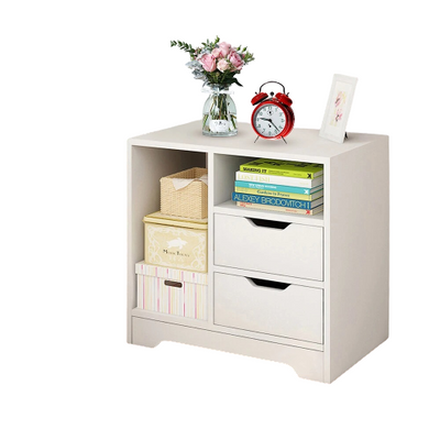 Side Table Drawers Nightstand Storage Cabinet