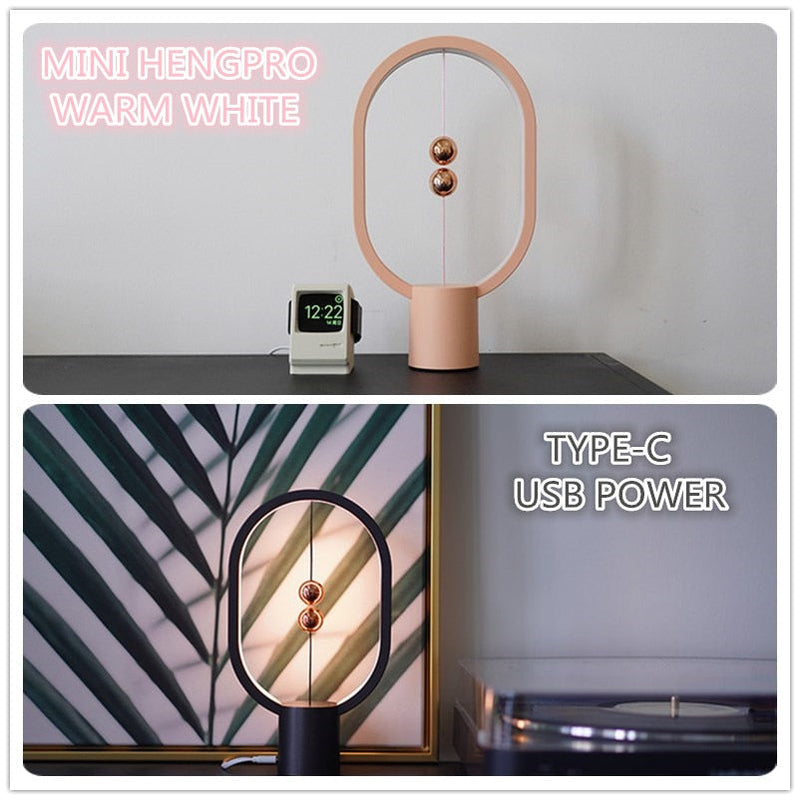 【2022 Recommended】Newest USB Powered Mini HENG Ellipse Magnetic Mid-Air Switch Night Light Balance LED Table Lamp Office Home Decor