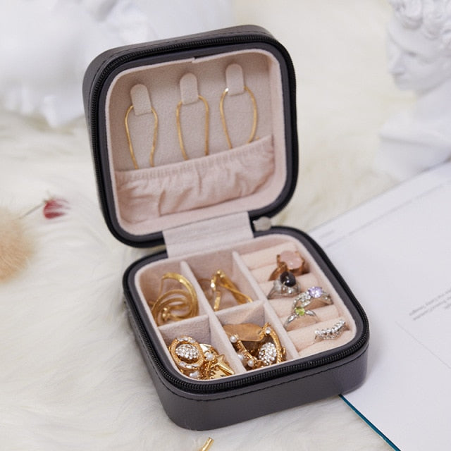 10*10*5cm Portable Jewelry Box Jewelry Organizer Display Travel Jewelry Case Boxes Leather Storage