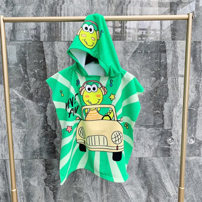 Baby Shower Cap Toddler Hooded Beach Bath Towel Animals Soft Swim Pool Coverup Poncho Cape For Boys Kids Children 1-12 Years Old Bath Robe