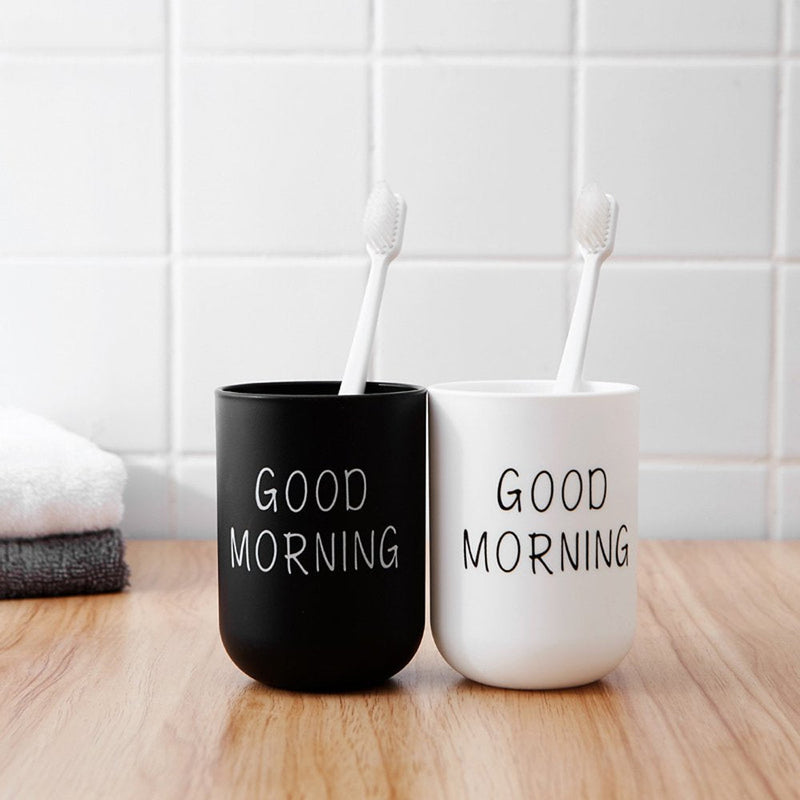 Bathroom Tumblers Good Morning Cup Round Toothbrush Toothpaste Holder Cup Travel Washing Cup