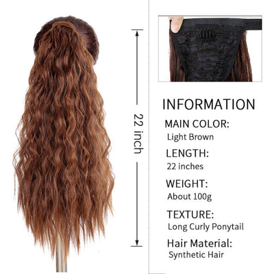 Xnaira Long Syntheti Straigight Wrap Around  Ponytail Fake Hair Pony Tail For Women Clip In Hair Extension High Temperture Fiber