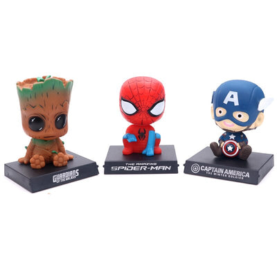 Shake Bobble Head Phone Holder Bracket PVC Action Figure Jack  Demon Slayer SuperHero Captain American Hulk Car Toys