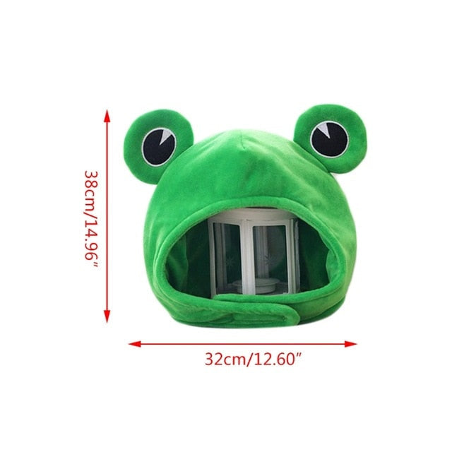 Novelty Funny Big Frog Eyes Cute Cartoon Plush Hat Toy Green Full Headgear Cap Cosplay Costume Party Dress Up Photo PropNovelty