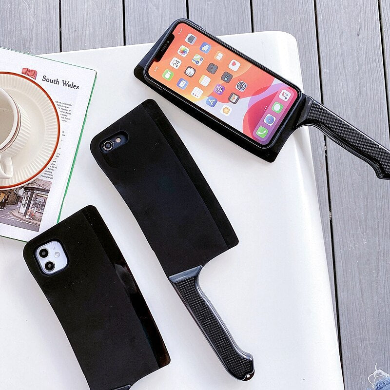 3D Funny Kitchen knife Phone Case For iPhone 12Pro MAX Case 13Pro Xs Max 7 8 Plus Cartoon Kitchen Knife Shape Pattern Soft Cover