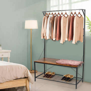 Industrial Coat Rack Shoe Bench Hall Tree Entryway Storage Shelf