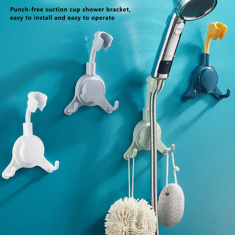 【 Shower Head Holder】Shower Holder Universal Suction Cup Shower Head Holder Punch-Free Bathroom Bracket Adjustable 360° Rotation ABS Fixed Base New