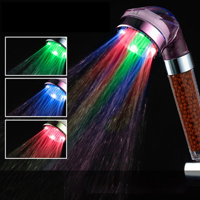 Shower Head LED Anion Shower SPA Shower Head Pressurized Water - Saving Temperature Control Colorful Handheld Big Rain Shower