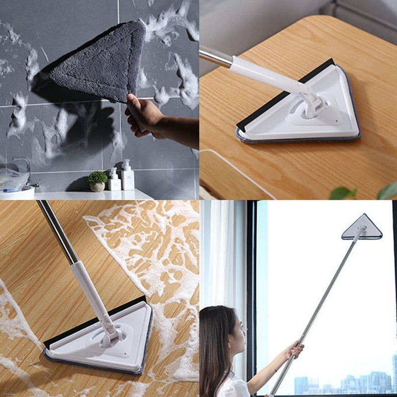 Ultrafine Fiber Easy Installation Storage Cleaning Dust Mop Rotating Triangle Retractable Cleaning Mop Retractable Glass Cleane