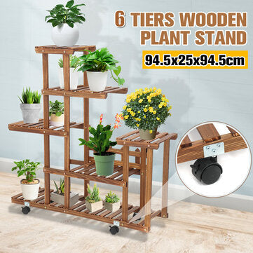 6 Tier Wooden Plant Flower Pot Stand