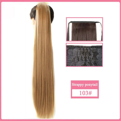 【Fake Hair Wig】30-Inch Synthetic Hair Fiber Heat-Resistant Straight Hair With Ponytail Fake Hair Chip-in Hair Extensions Pony Tail Wig Ponytail Hairpiece Hair Ponytail Hair Extension