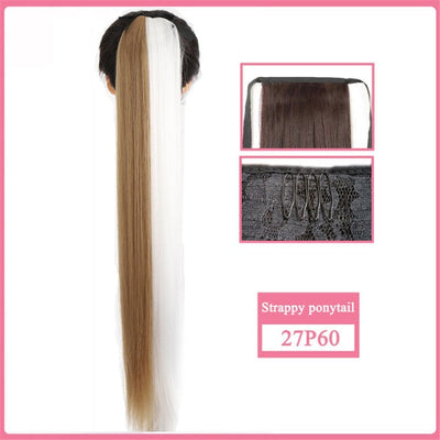 【Fake Hair Wig】30-Inch Synthetic Hair Fiber Heat-Resistant Straight Hair With Ponytail Fake Hair Chip-in Hair Extensions Pony Tail Wig Ponytail Hairpiece Hair Ponytail Hair Extension