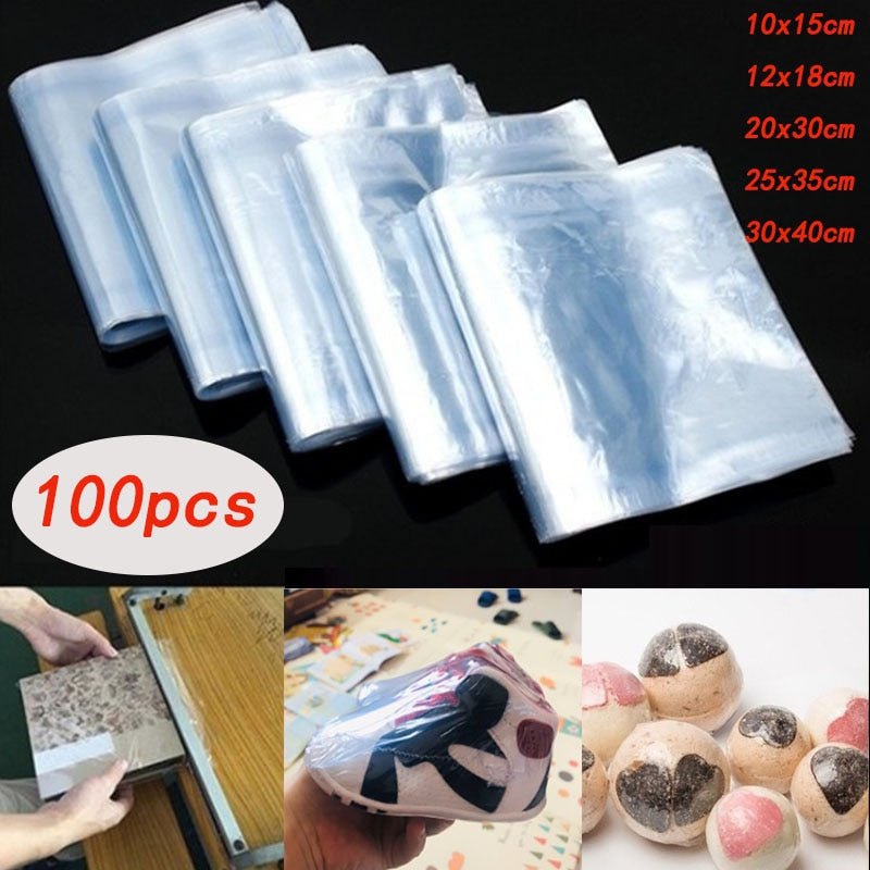 【PVC heat bag】PVC heat shrink film bag blower heat seal flat mouth blue transparent plastic bag heat shrink