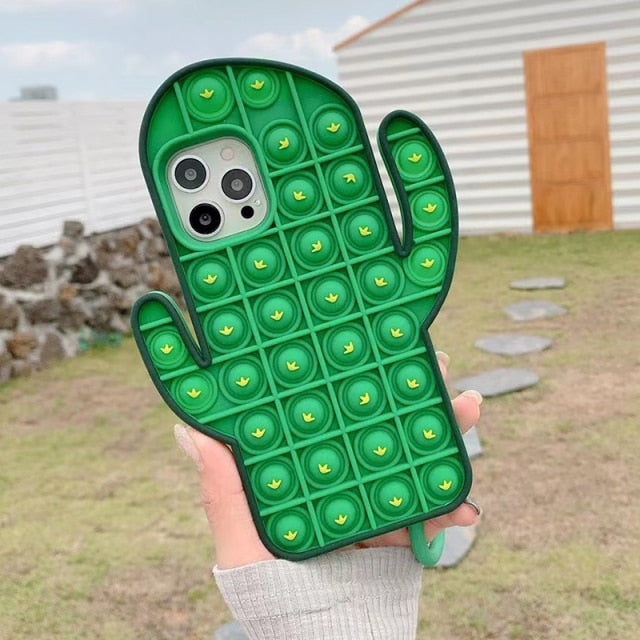 Funny Release Stress Phone Cases For iPhone Decompression Bubble Toy Soft Silicon Cover
