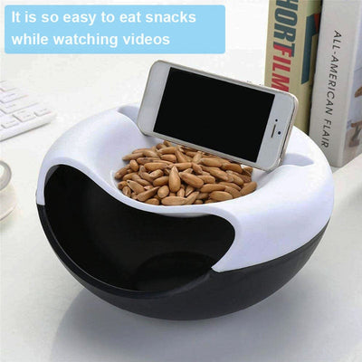 Creative Bowl Double Layer Dry Fruit Containers Snacks Seeds Storage Box Garbage Holder Plate Dish Organizer with Phone Holde