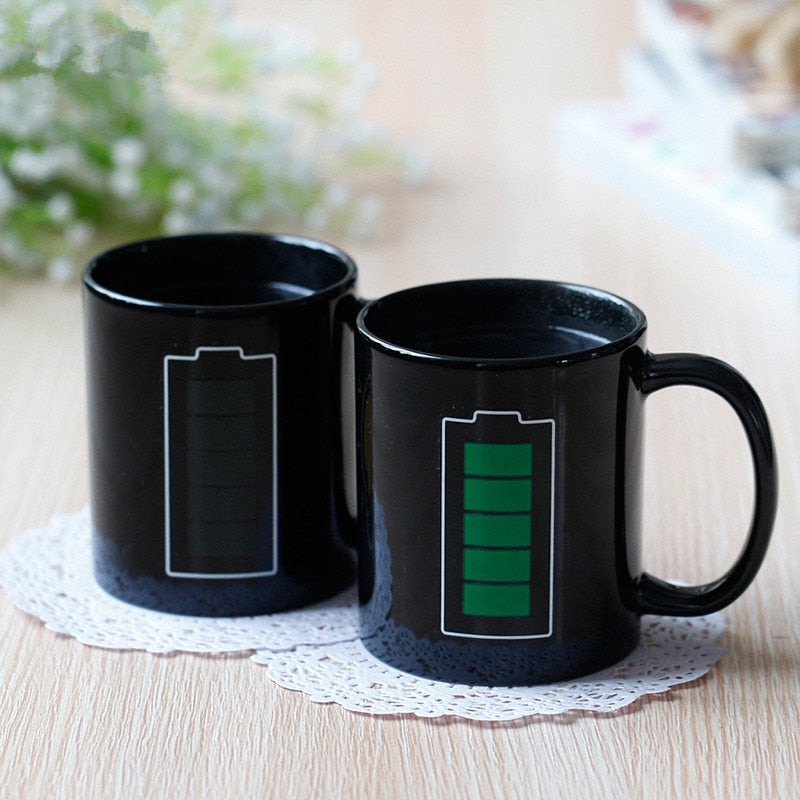 „ÄêMagic Mug„ÄëBattery Magic Mug Positive Energy Color Changing Cup Ceramic Discoloration Coffee Tea Milk Mugs Novelty Gifts