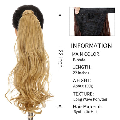 Xnaira Long Syntheti Straigight Wrap Around  Ponytail Fake Hair Pony Tail For Women Clip In Hair Extension High Temperture Fiber