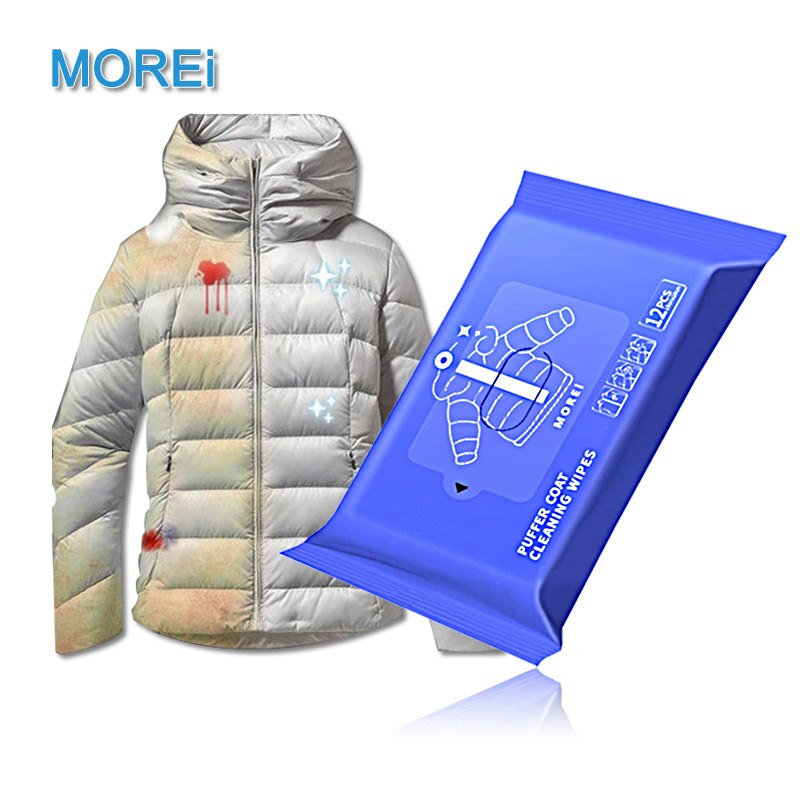 12pcs Wash-free Cleaning Wipes for Down Jacket Quickly Remove Stain Wet Wipes Portable Antibacterial Clothes Cleaner