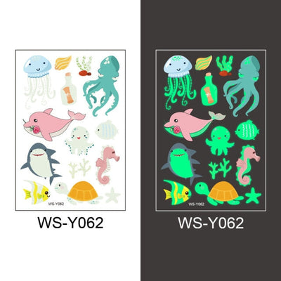 Tattoo Stickers Luminous Child Kid Temporary Fake Tattoos Glow Paste on Face Arm Leg for Children Body Art Mermaid Sticker