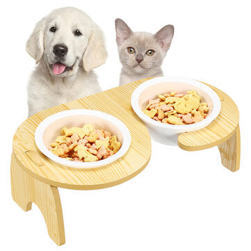 Double Elevated Pet Bowl Dog Cat Feeder