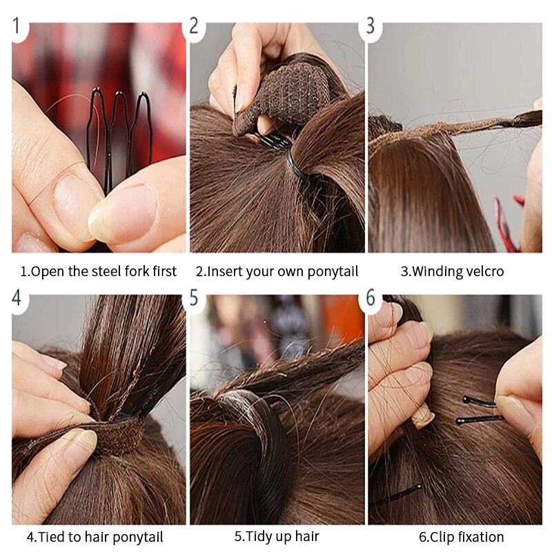 Xnaira Long Syntheti Straigight Wrap Around  Ponytail Fake Hair Pony Tail For Women Clip In Hair Extension High Temperture Fiber