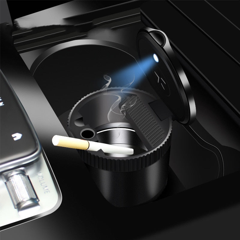 Metal Flame Retardant Ashtray with LED Light Aluminum Alloy Car