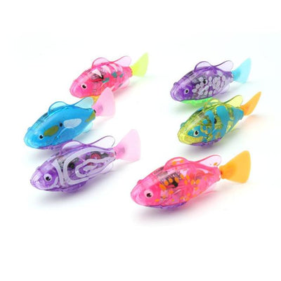 Kids Bath Toys Electric Swimming Robot Fish Toy Mini Aquarium Fish Water Activated Swimming Fish with LED Light for Bathroom