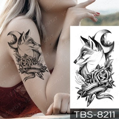 Waterproof Temporary Tattoo Sticker Chest Lace Henna Mandala Flash Tattoos Wolf Diamond Flower Body Art Arm Fake Tatoo Women Men