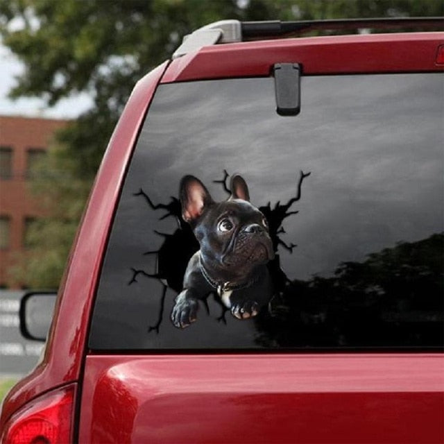 Funny Dog Head In The Crack Vinyl Car Stickers