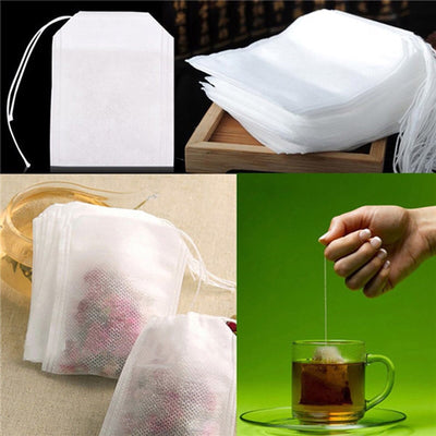 【Filter bag】50Pcs Food Grade Tea Bag non-woven drawstring filter bag used to make tea soup seasoning bag filter Kitchen Supplies