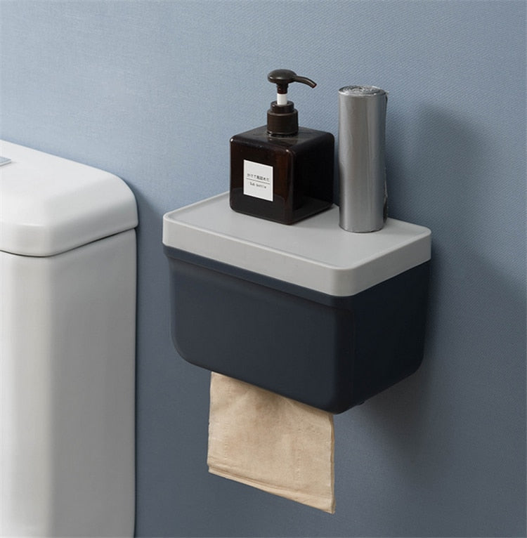 【Bathroom Recommended】Wall Mount Bathroom Shelf BathroomTissue Box Toilet Paper Holder Napkin Case Storage Rack Organizer Bathroom Accessories