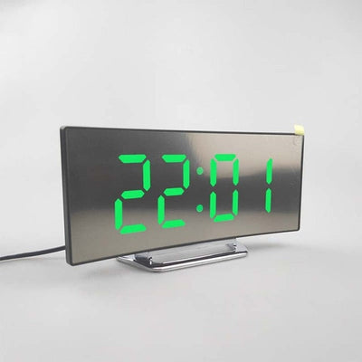 Electronic Alarm Clock Noiseless Design Digital LED Large Display Mirror Power off Memory Function AAA Not Batteries Glow Clock