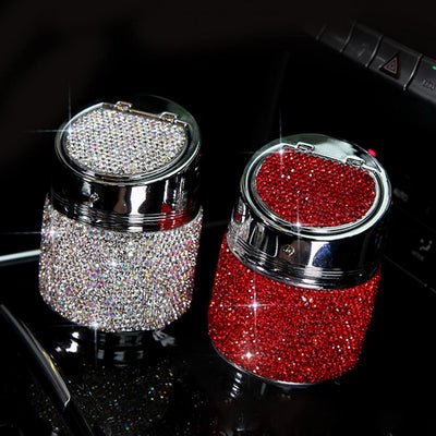 Storage Cup Creative Multifunctional with Cover Rhinestone Ashtray Holder for Car Great Gift for Women Girls