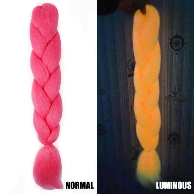 Synthetic Braiding 24inch 100g Luminous Jumbo Braids Shining hair In The Darkness Glowing Braiding Hair