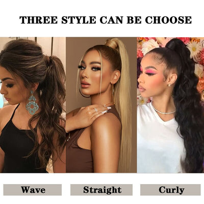 Xnaira Long Syntheti Straigight Wrap Around  Ponytail Fake Hair Pony Tail For Women Clip In Hair Extension High Temperture Fiber