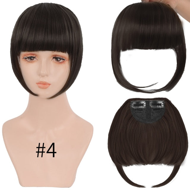 False Bangs Synthetic hair Bangs Hair ExtensionHigh Temperature fiber wigs Fake Fringe Natural hair clip on bangs Light Brown