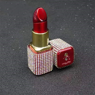 Creative Diamond Lipstick Windproof Press Type Butane Inflatable Lighter Ladies Pink Flame Lighter Cute Girl Gift