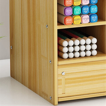 Pen Holder Wooden Pencil Storage Case Rack Drawer